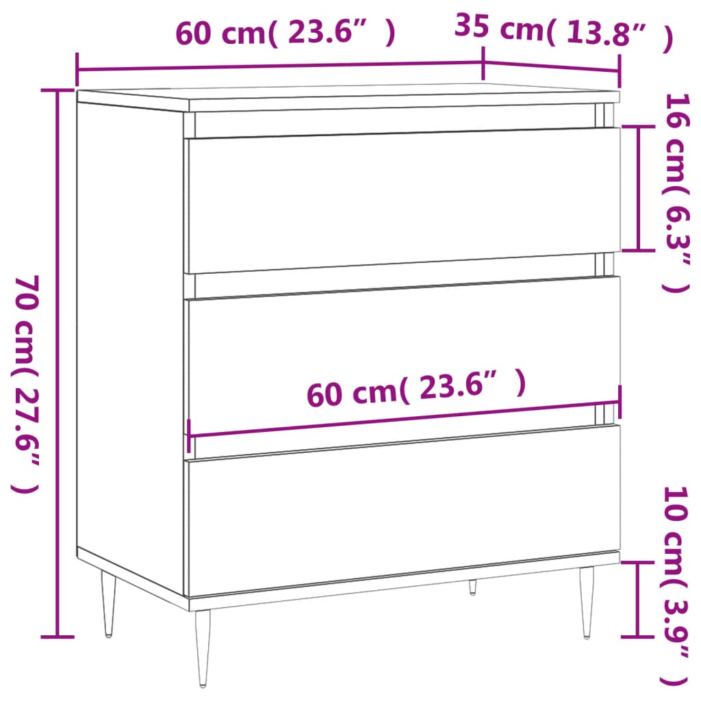 vidaXL Sideboard Smoked Oak 60x35x70 cm Engineered Wood