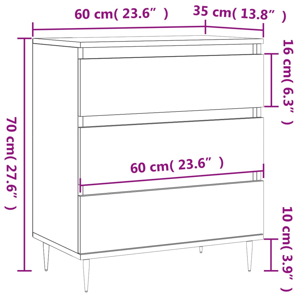 vidaXL Sideboard Grey Sonoma 60x35x70 cm Engineered Wood
