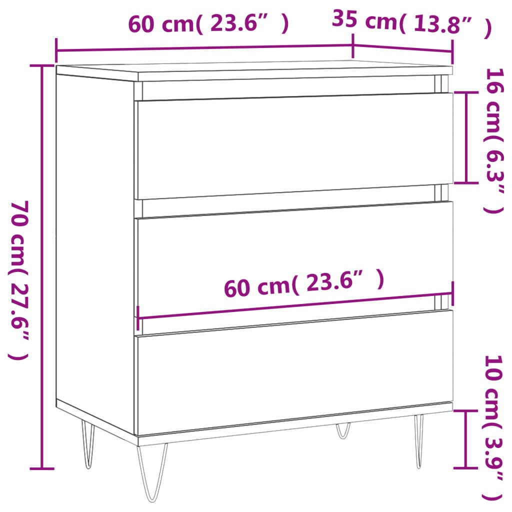 vidaXL Sideboard Sonoma Oak 60x35x70 cm Engineered Wood