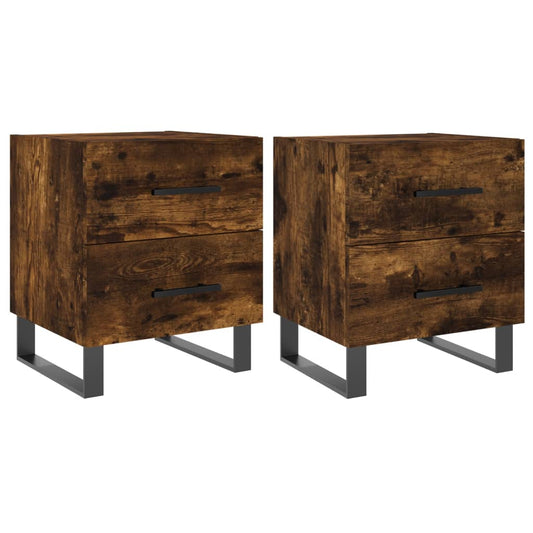 vidaXL Bedside Cabinets 2 pcs Smoked Oak 40x35x47,5 cm Engineered Wood