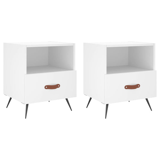 vidaXL Bedside Cabinets 2 pcs White 40x35x47.5 cm Engineered Wood