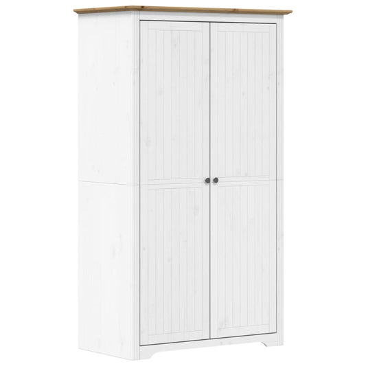 vidaXL Wardrobe "BODO" White and Brown 99x53,5x173 cm Solid Wood Pine