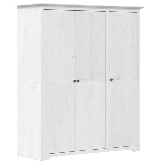 vidaXL Wardrobe "BODO" White 146x53,5x173 cm Solid Wood Pine