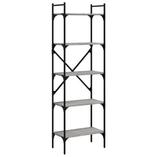 vidaXL Bookcase 5-Tier Grey Sonoma 56x31,5x174 cm Engineered Wood
