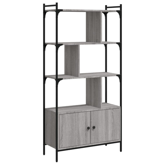 vidaXL Bookcase with Doors Grey Sonoma 76.5x30x154.5 cm Engineered Wood