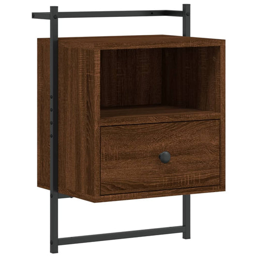 vidaXL Bedside Cabinet Wall-mounted Brown Oak 40x30x61 cm
