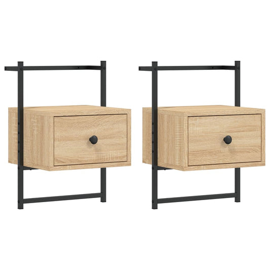 vidaXL Bedside Cabinets Wall-mounted 2 pcs Sonoma Oak 35x30x51 cm Engineered Wood