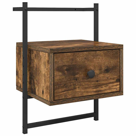 vidaXL Bedside Cabinet Wall-mounted Smoked Oak 35x30x51 cm