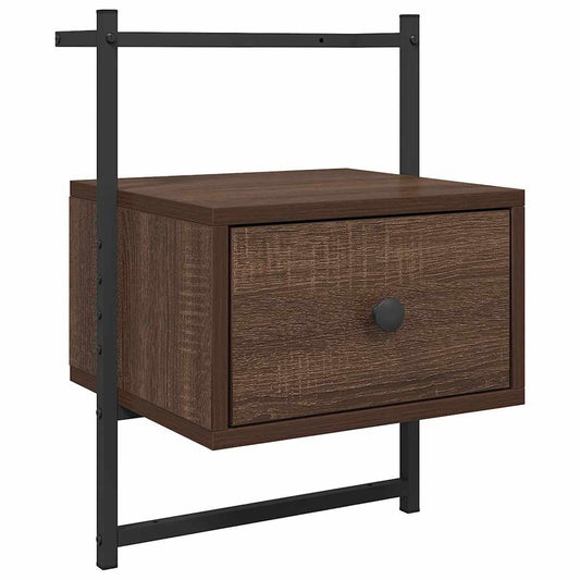 vidaXL Bedside Cabinet Wall-mounted Brown Oak 35x30x51 cm
