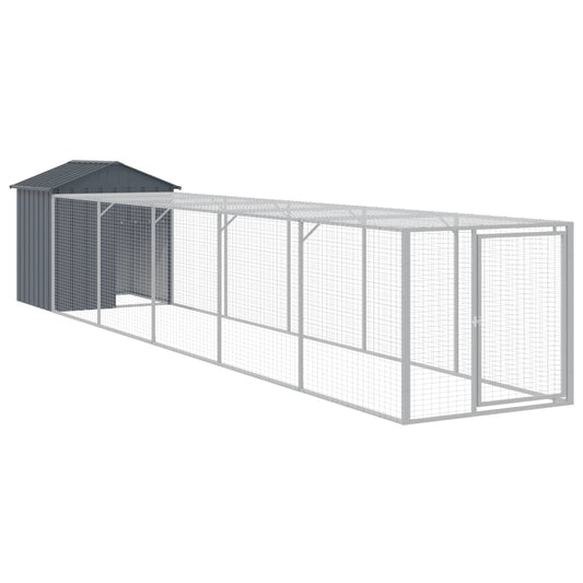 vidaXL Chicken Cage with Run Anthracite 117x609x123cm Galvanised Steel