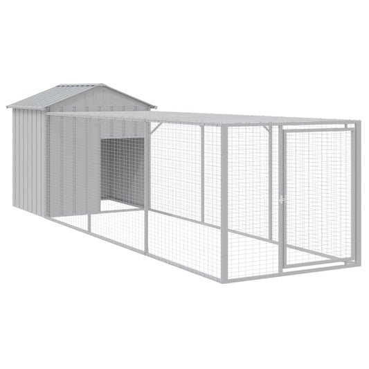 vidaXL Chicken Cage with Run Light Grey 117x405x123cm Galvanised Steel