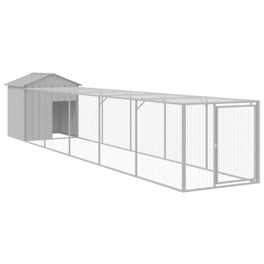 vidaXL Chicken Cage with Run Light Grey 117x609x123cm Galvanised Steel