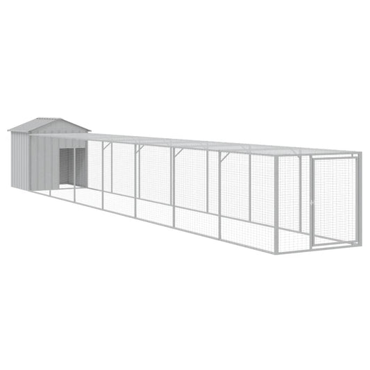 vidaXL Chicken Cage with Run Light Grey 117x813x123cm Galvanised Steel