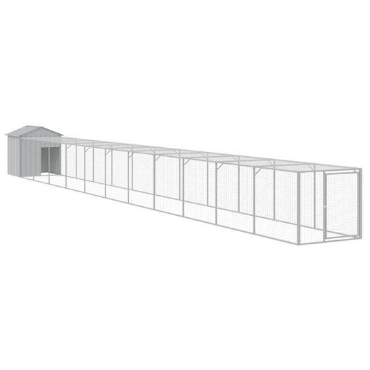 vidaXL Chicken Cage with Run Light Grey 117x1221x123 cm