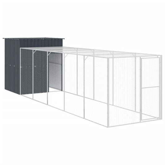 vidaXL Chicken Cage with Run Anthracite 165x659x181 cm Galvanised Steel
