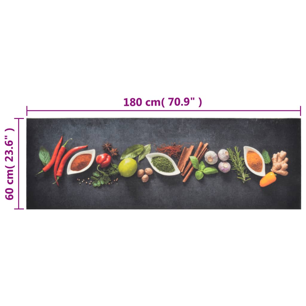 vidaXL Kitchen Rug Washable Spices 60x180 cm Velvet