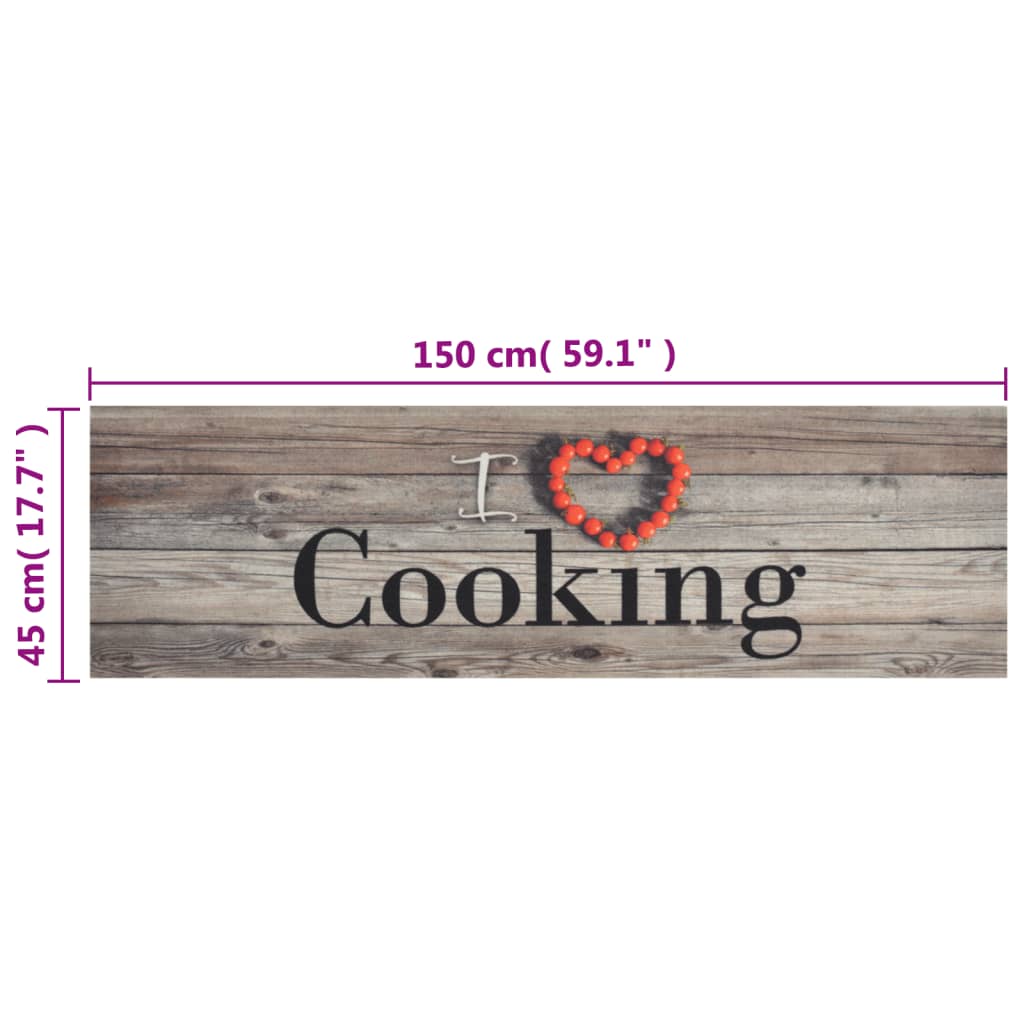 vidaXL Kitchen Rug Washable Cooking Grey 45x150 cm Velvet