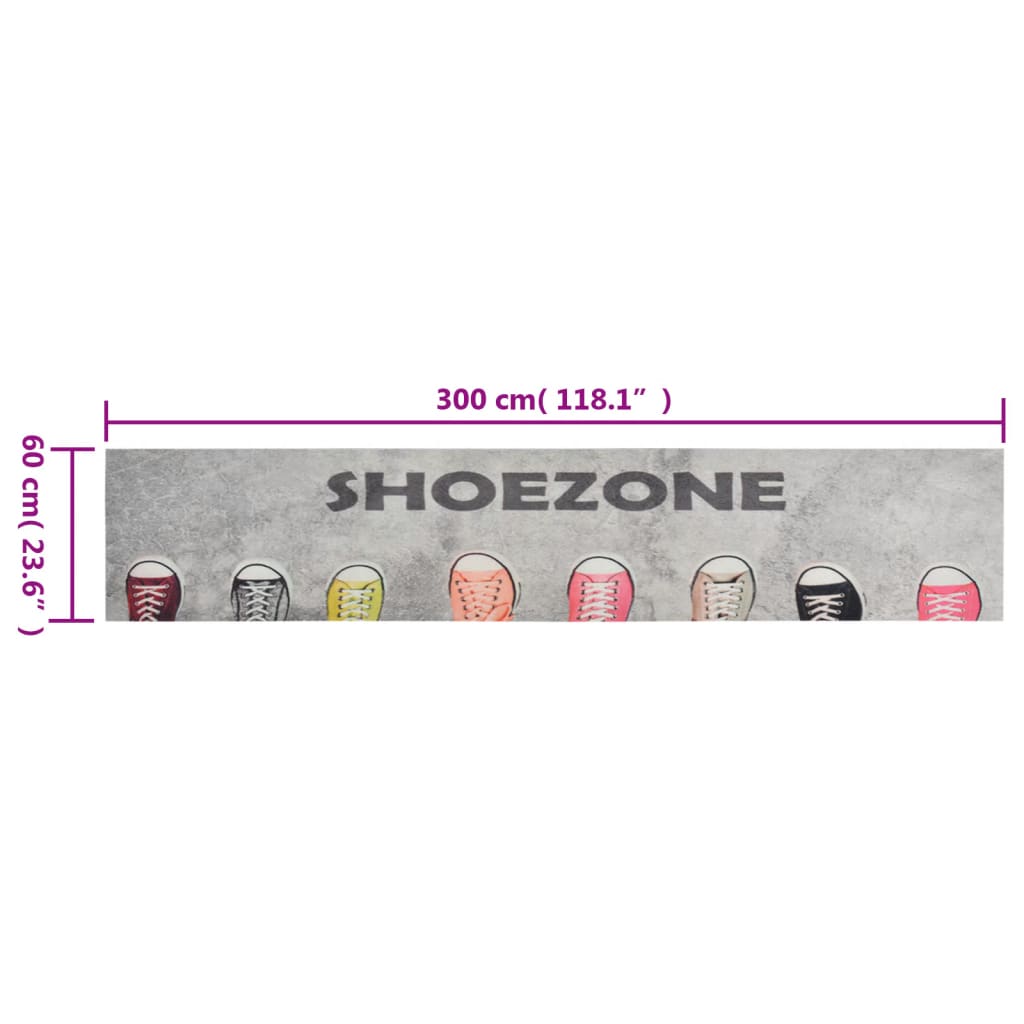 vidaXL Kitchen Rug Washable Shoezone 60x300 cm Velvet