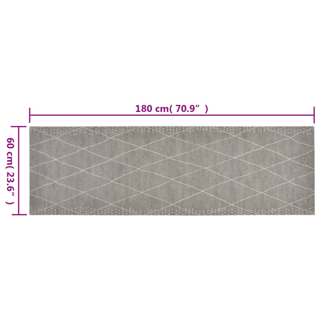 vidaXL Kitchen Rug Washable Rhombus 60x180 cm Velvet