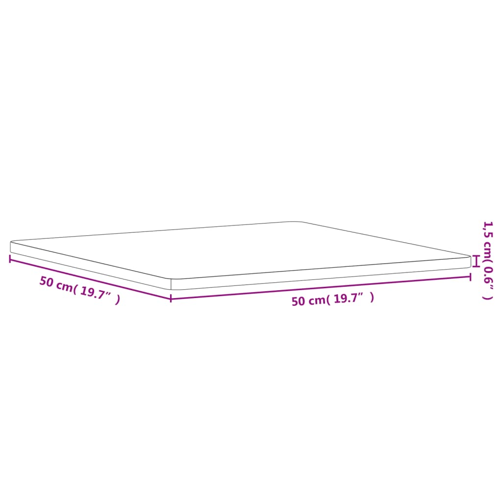 vidaXL Table Top 50x50x1,5 cm Square Solid Wood Beech