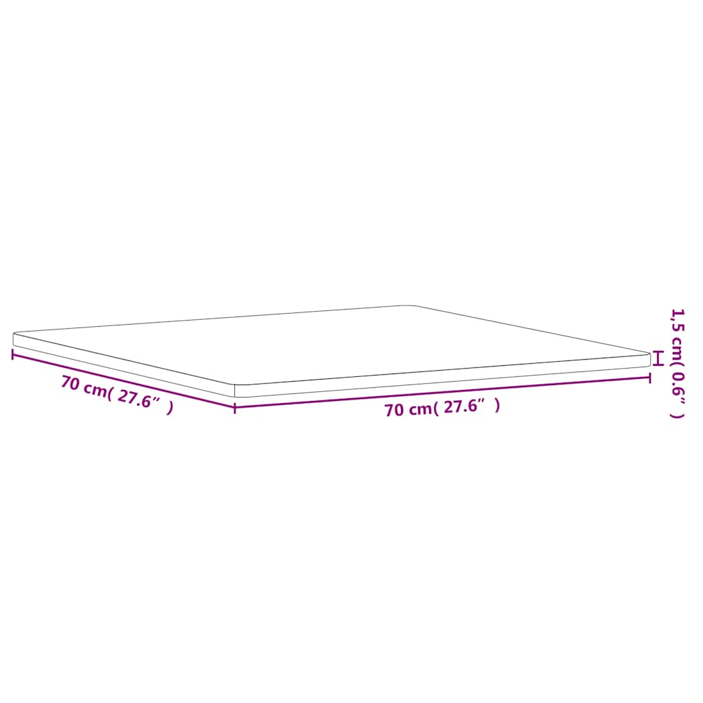 vidaXL Table Top 70x70x1,5 cm Square Solid Wood Beech