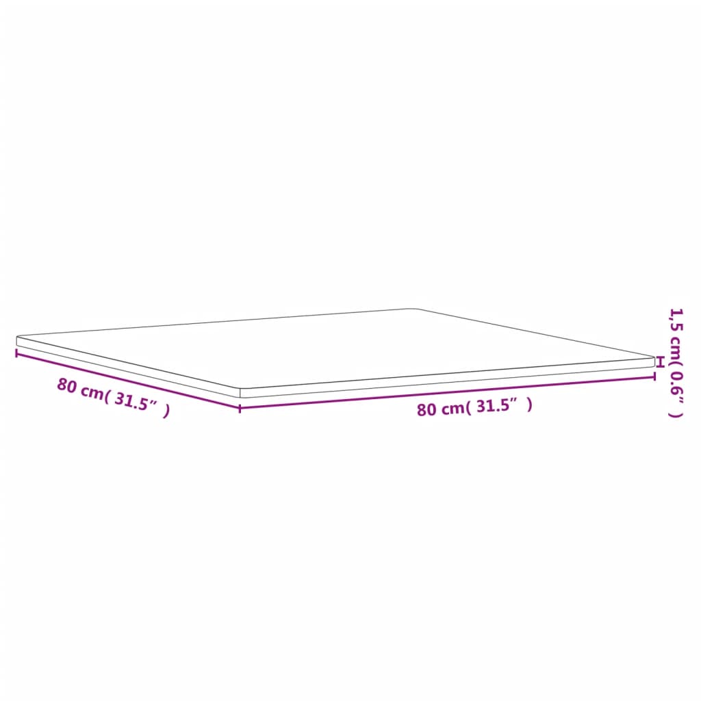 vidaXL Table Top 80x80x1,5 cm Square Solid Wood Beech