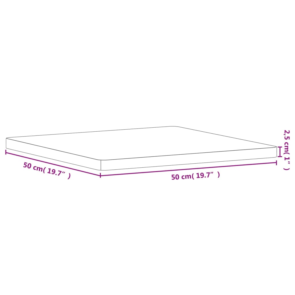 vidaXL Table Top 50x50x2,5 cm Square Solid Wood Beech