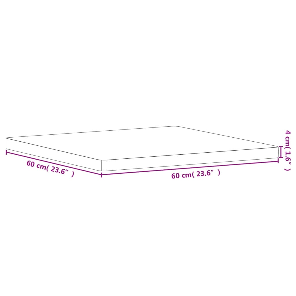 vidaXL Table Top 60x60x4 cm Square Solid Wood Beech