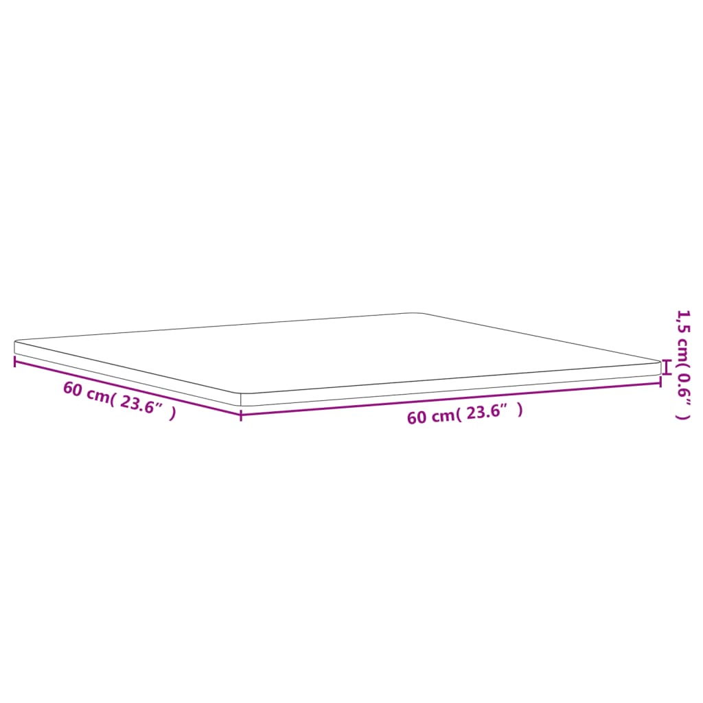 vidaXL Table Top 60x60x1,5 cm Square Solid Wood Beech