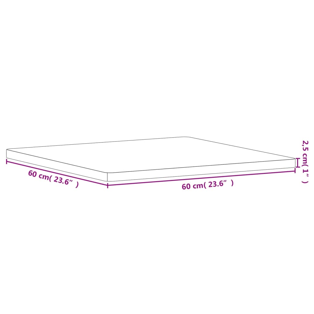 vidaXL Table Top 60x60x2,5 cm Square Solid Wood Beech