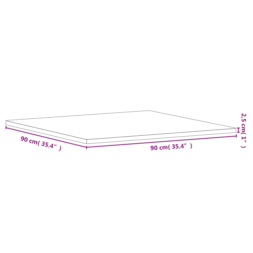 vidaXL Table Top 90x90x2,5 cm Square Solid Wood Beech