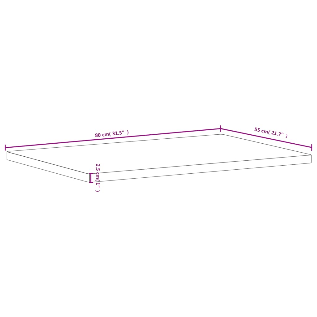vidaXL Desk Top 80x55x2,5 cm Solid Wood Beech