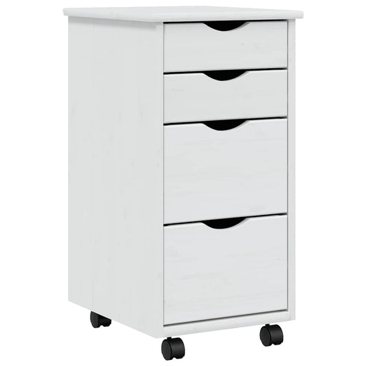 vidaXL Rolling Cabinet with Drawers MOSS White Solid Wood Pine
