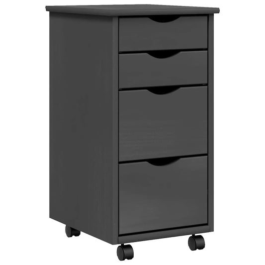 vidaXL Rolling Cabinet with Drawers "MOSS" Grey Solid Wood Pine