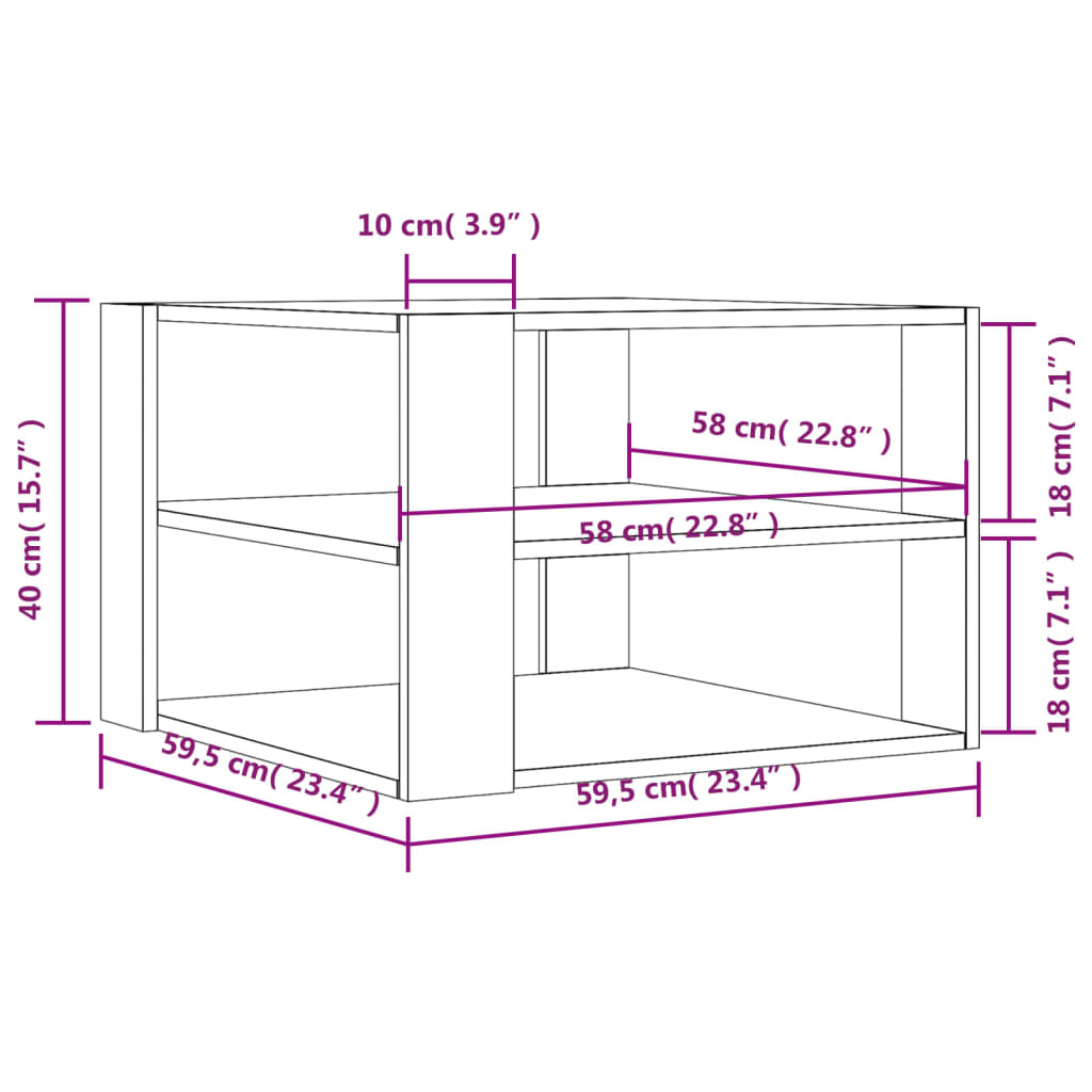vidaXL Coffee Table Sonoma Oak 58x58x40 cm Engineered Wood