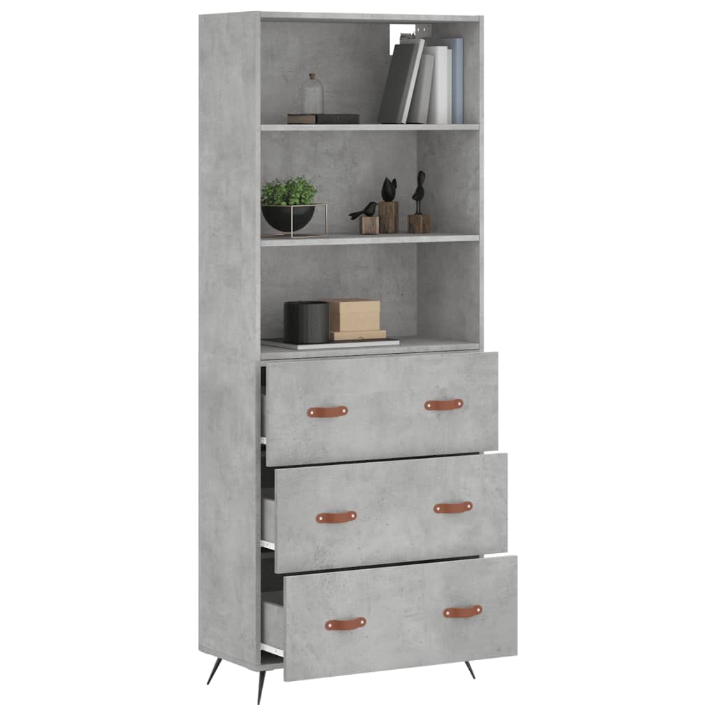 vidaXL Highboard Concrete Grey 69,5x34x180 cm Engineered Wood
