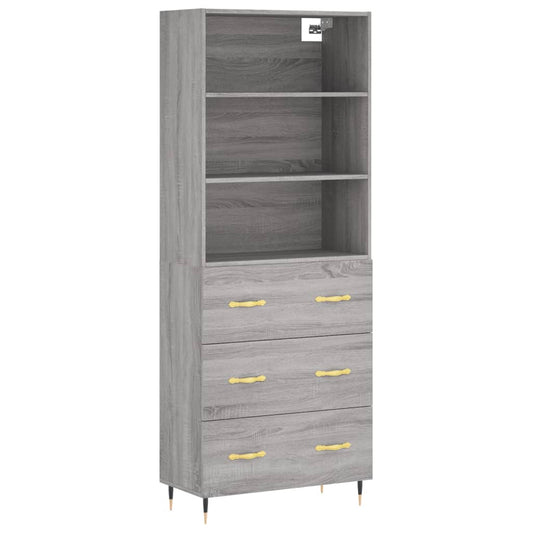 vidaXL Highboard Grey Sonoma 69,5x34x180 cm Engineered Wood