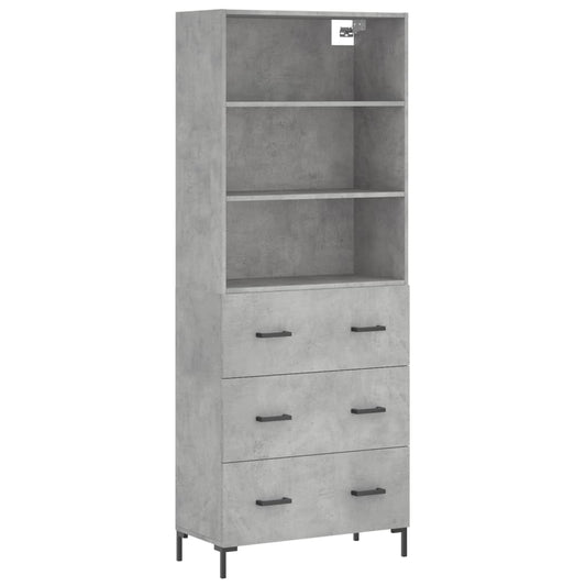 vidaXL Highboard Concrete Grey 69,5x34x180 cm Engineered Wood