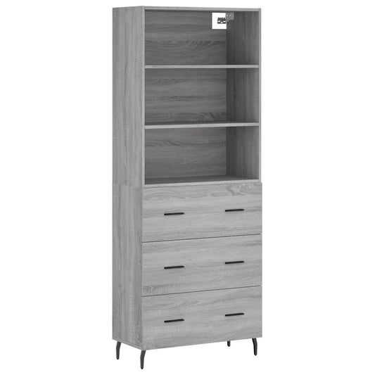 vidaXL Highboard Grey Sonoma 69,5x34x180 cm Engineered Wood