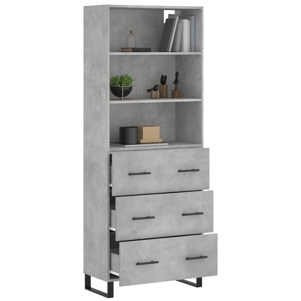 vidaXL Highboard Concrete Grey 69,5x34x180 cm Engineered Wood