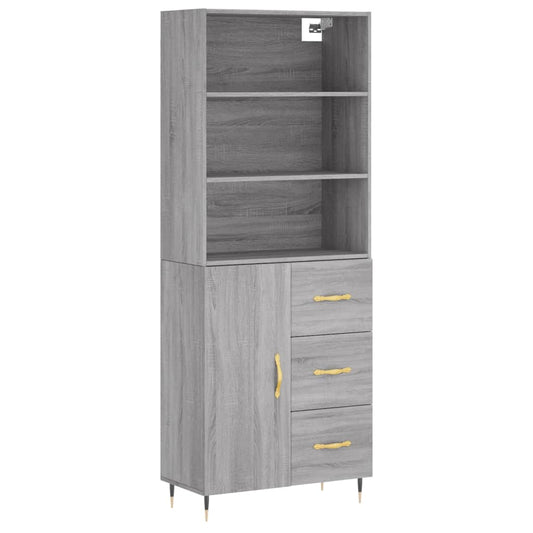 vidaXL Highboard Grey Sonoma 69,5x34x180 cm Engineered Wood