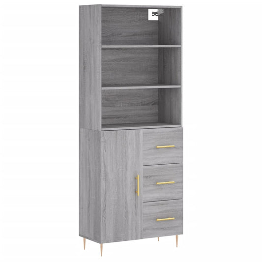 vidaXL Highboard Grey Sonoma 69,5x34x180 cm Engineered Wood