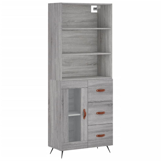 vidaXL Highboard Grey Sonoma 69,5x34x180 cm Engineered Wood