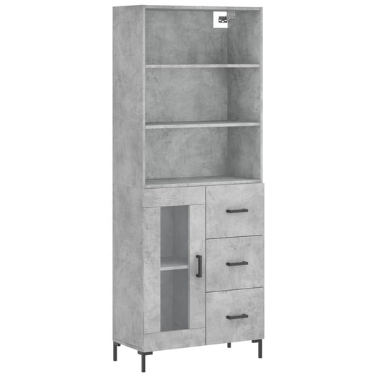 vidaXL Highboard Concrete Grey 69,5x34x180 cm Engineered Wood