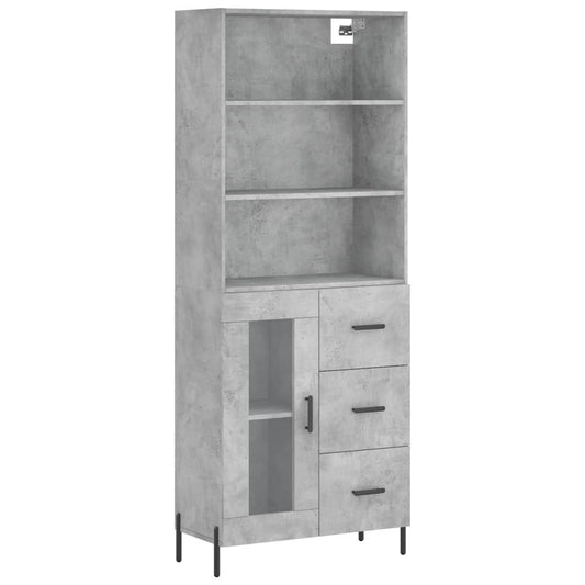 vidaXL Highboard Concrete Grey 69,5x34x180 cm Engineered Wood