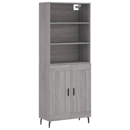 vidaXL Highboard Grey Sonoma 69,5x34x180 cm Engineered Wood