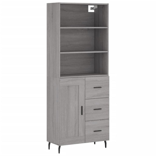 vidaXL Highboard Grey Sonoma 69,5x34x180 cm Engineered Wood
