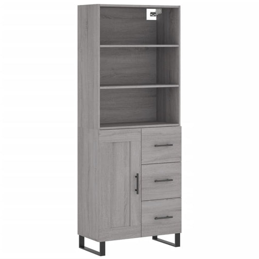 vidaXL Highboard Grey Sonoma 69,5x34x180 cm Engineered Wood