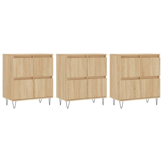 vidaXL Sideboards 3 pcs Sonoma Oak Engineered Wood