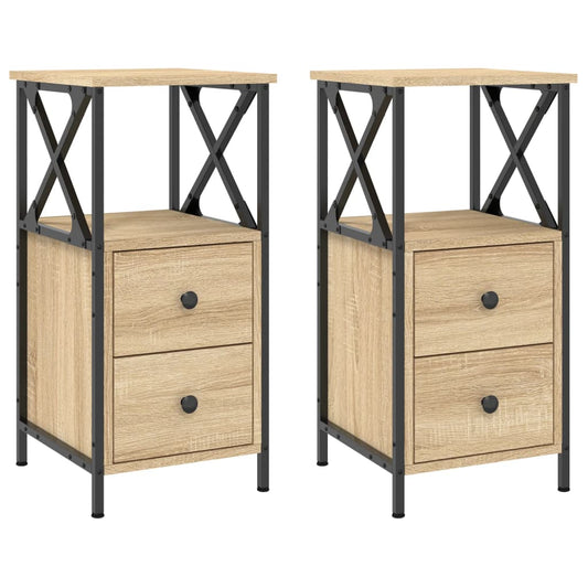 vidaXL Bedside Cabinets 2 pcs Sonoma Oak 34x35,5x70 cm Engineered Wood